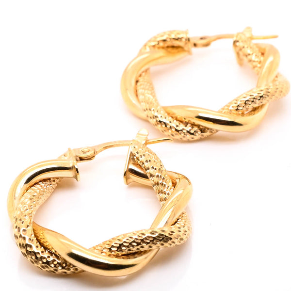 graziella 10KT Yellow Gold Twisted Medium Hoop Earrings