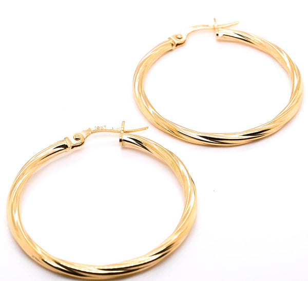 graziella 10KT Yellow Gold Twisted Medium Hoop Earrings