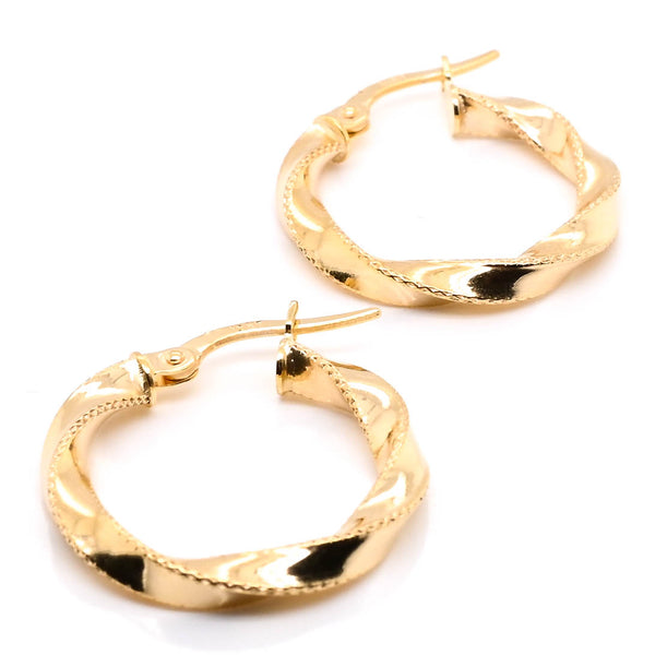 graziella 10KT Yellow Gold Twisted Medium Hoop Earrings