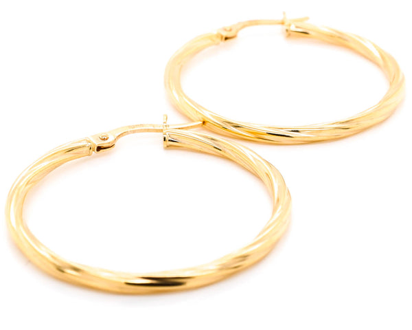graziella 10KT Yellow Gold Twisted Medium Hoop Earrings