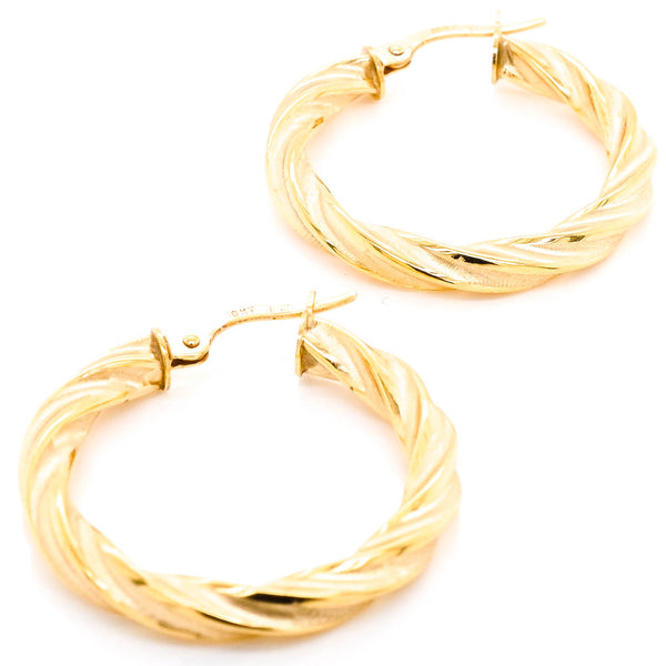 graziella 10KT Yellow Gold Twisted Medium Hoop Earrings