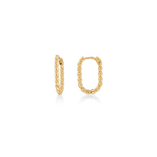 graziella 10KT Yellow Gold Twisted Oval Huggie Earrings