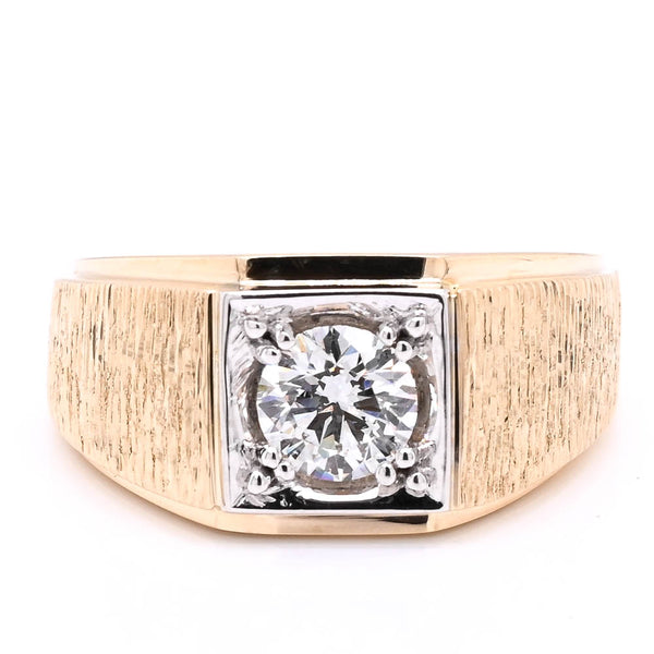 graziella 10KT Yellow & White Gold 0.75CTW Round Brilliant Lab Grown Diamond Mens Ring