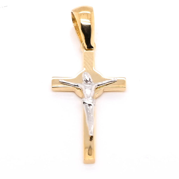 graziella 10KT Yellow & White Gold 25x10mm Crucifix Pendant