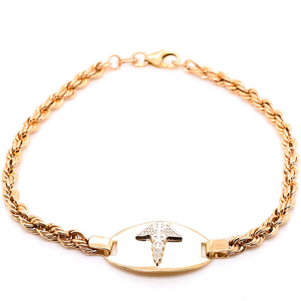 graziella 10Kt Ywllow Gold 7.25" Medical Alert Bracelet