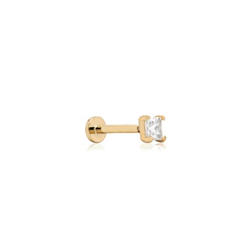 graziella 14K Yellow Gold CZ Cartilage Flat Screwback Single Stud Earring