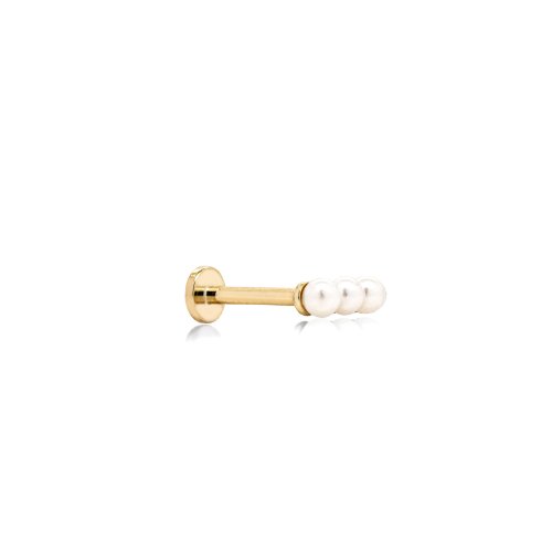 graziella 14K Yellow Gold CZ Cartilage Flat Screwback Single Stud Earring