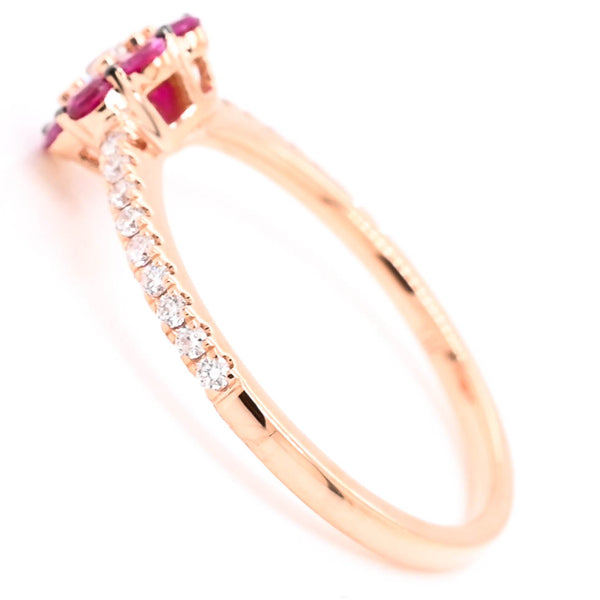 Graziella 14KT Rose Gold 0.38CTW Ruby & Diamond Flower Ring