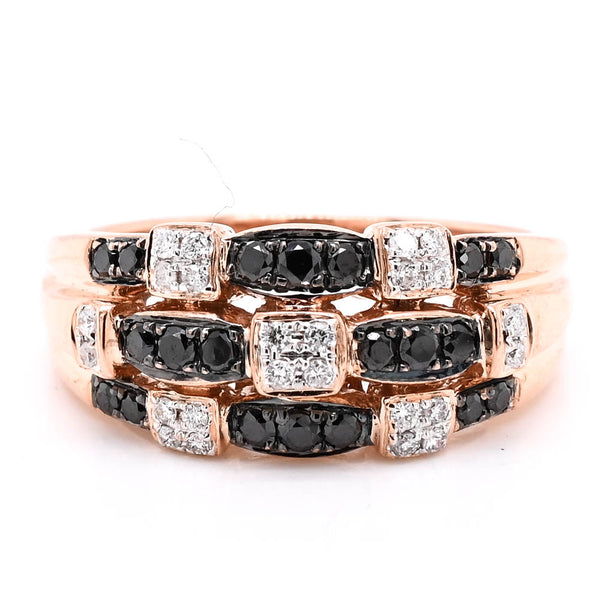 graziella 14KT Rose Gold 0.50CTW Black & White Diamond Celebration Ring. Ban