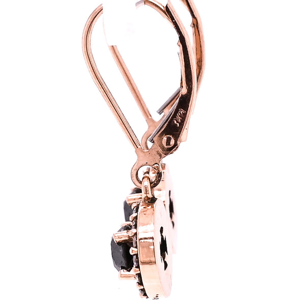 Graziella 14KT Rose Gold 1.21CTW Round Brilliant Black & White Diamond Lever Back Earrings