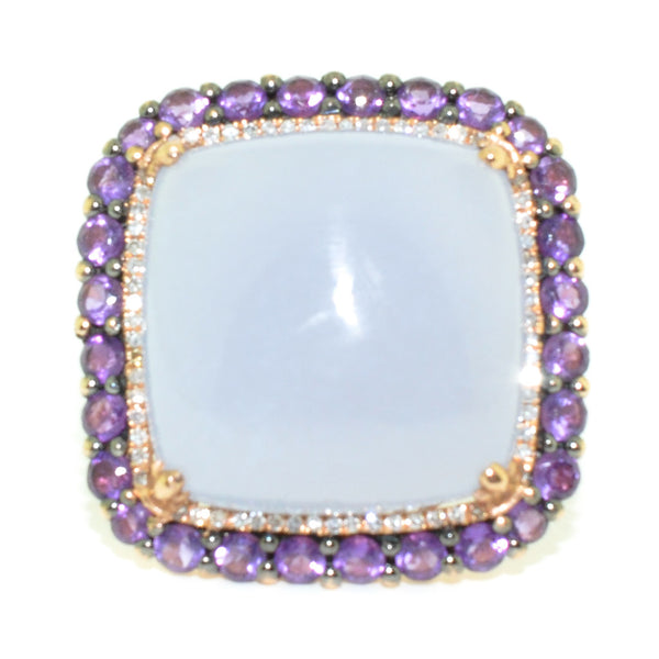 graziella 14KT Rose gold 20CT Lilac Quartz Amethyst and Diamond Ring