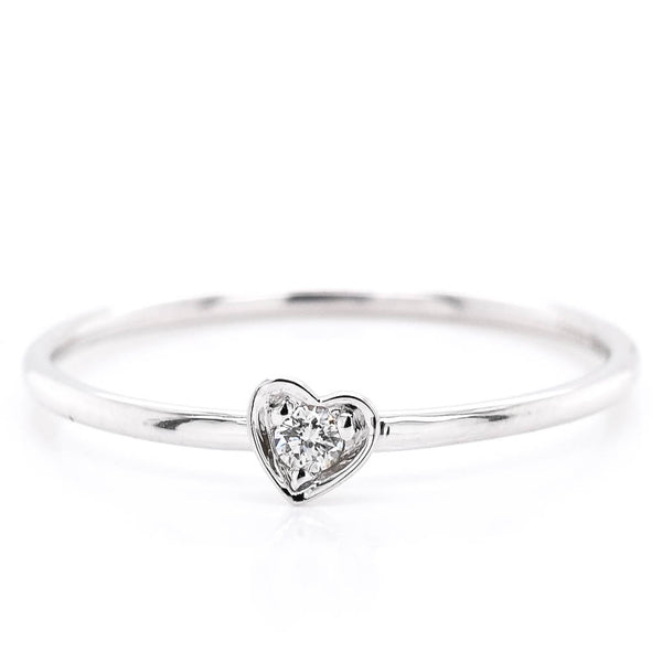 graziella 14KT White Gold 0.04CTW Diamond Heart Ring