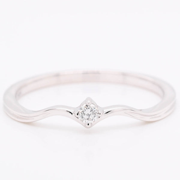 graziella 14KT White Gold 0.05CTW Diamond Curved Band