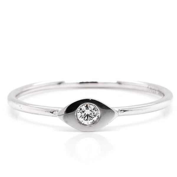 graziella 14KT White Gold 0.05CTW Diamond Evileye Ring
