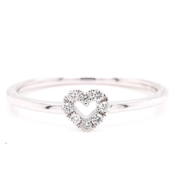 graziella 14KT White Gold 0.06CTW Heart Diamond Ring