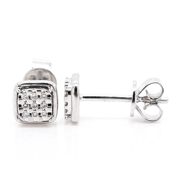 graziella 14KT White Gold 0.07CTW CTW Stud Style Backing Diamond Earrings