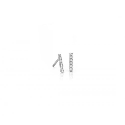 graziella 14KT White Gold 0.07CTW Diamond Bar Stud Earrings