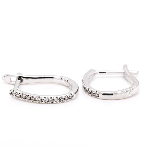 graziella 14KT White Gold 0.08CTW Diamond Huggie Earrings