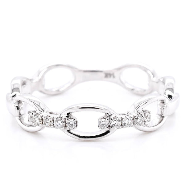 Graziella 14KT White Gold 0.08CTW Diamond Link Ring