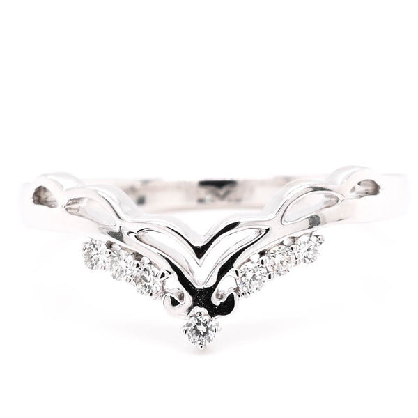 graziella 14KT White Gold 0.10CTW Diamond Curved Band