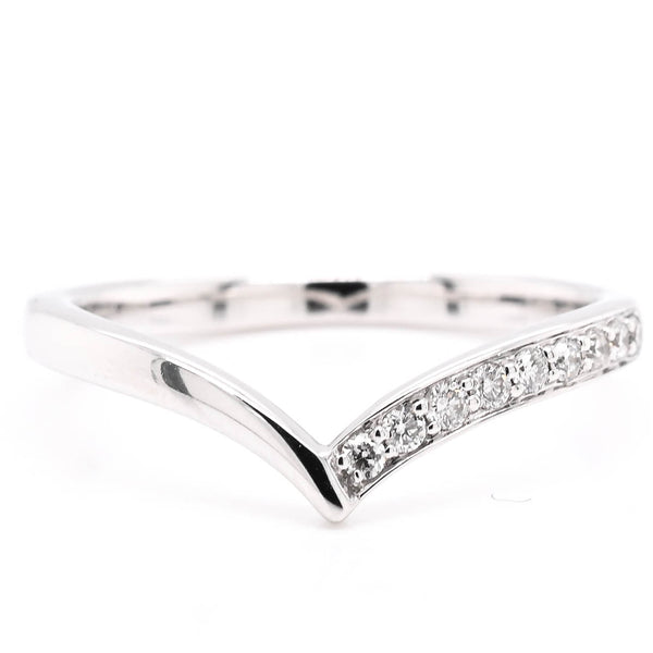 graziella 14KT White Gold 0.11CTW Diamond Curved Band