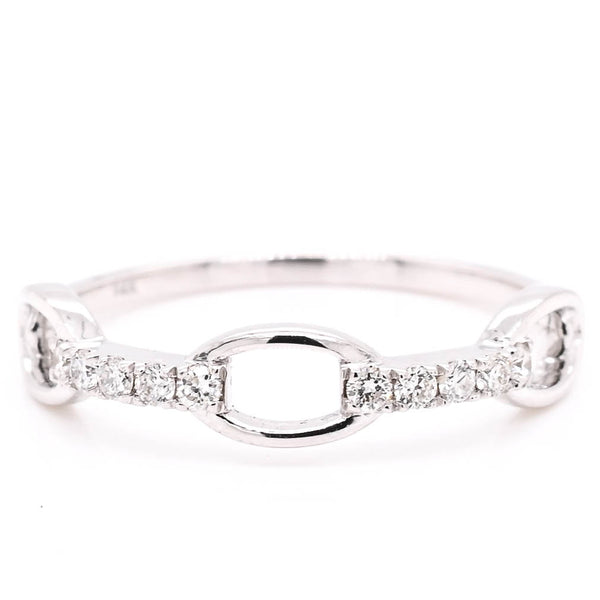 Graziella 14KT White Gold 0.13CTW Diamond Link Ring