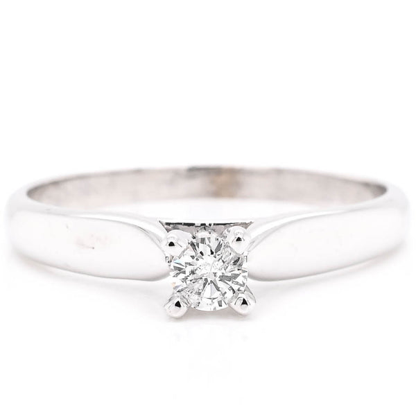 graziella 14KT White Gold 0.15CT Round Shape Diamond Solitaire Promise Ring