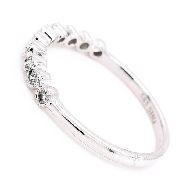 Graziella 14Kt White Gold 0.15CTW Diamond Wedding Band. Band Width: 1.4mm Si
