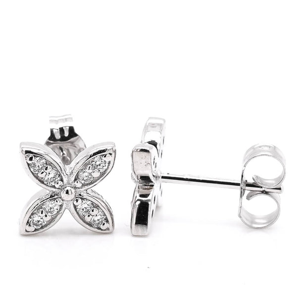 graziella 14KT White Gold 0.16CTW CTW Stud Style Backing Diamond Earrings