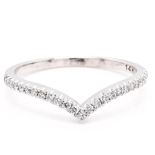 graziella 14KT White Gold 0.16CTW Diamond Chevron Ring