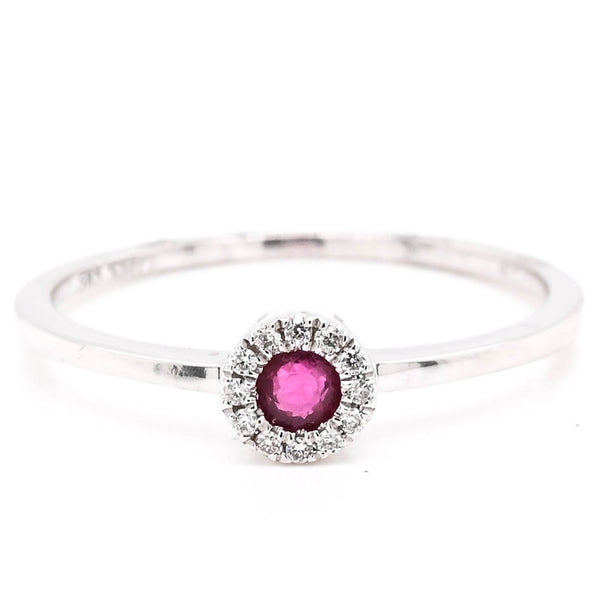graziella 14KT White Gold 0.17CT Ruby and Diamond Ring