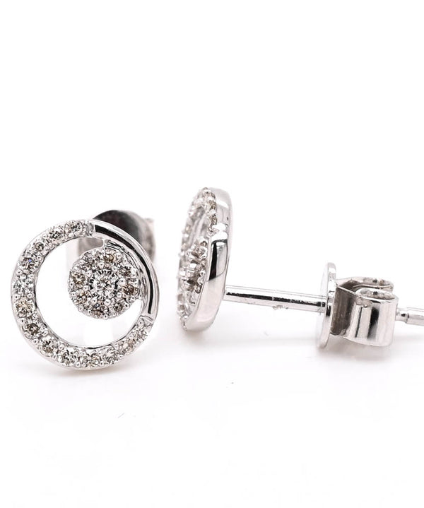 graziella 14KT White Gold 0.18CTW Diamond Circle Earrings