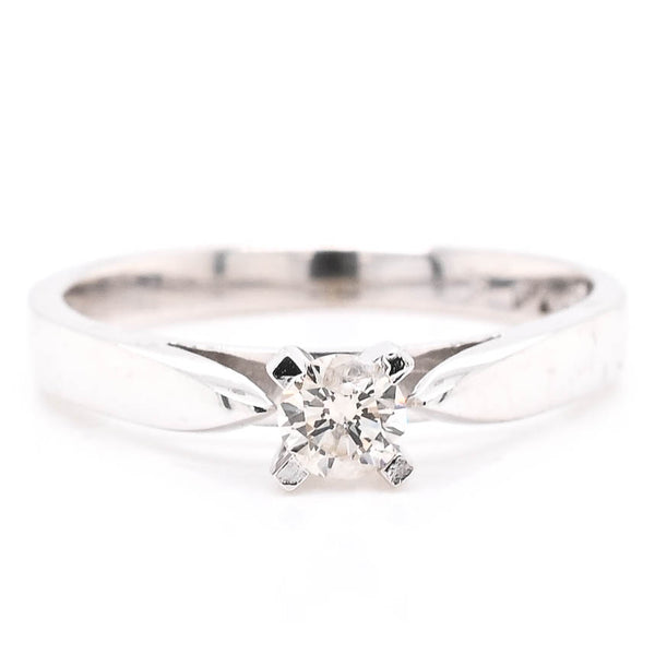 graziella 14KT White Gold 0.20CT Round Shape Diamond Solitaire Promise Ring