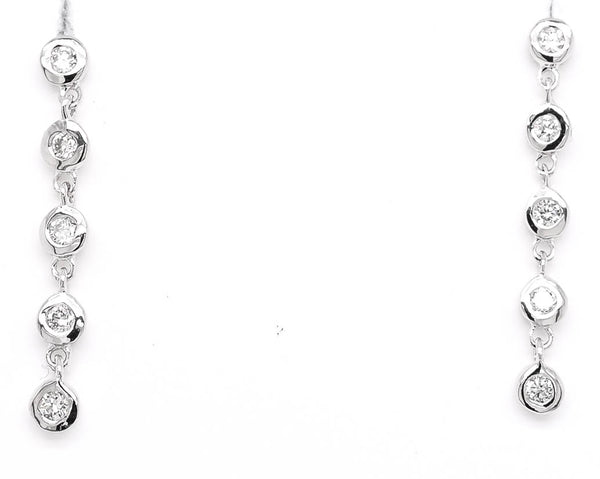 graziella 14KT White Gold 0.20CTW CTW Drop Style Backing Diamond Earrings