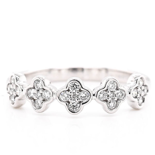 graziella 14KT White Gold 0.23CTW Diamond Flower Ring