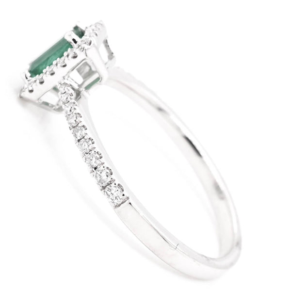 Graziella 14KT White Gold 0.24CT Emerald Halo Set Diamond Ring