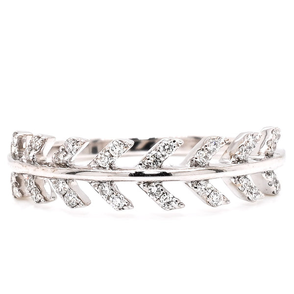 Graziella 14KT White Gold 0.24CTW Diamond Leaf Ring