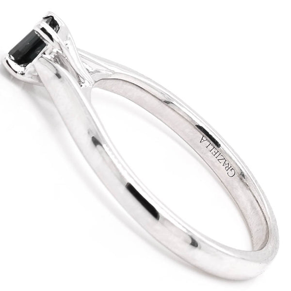 Graziella 14KT White Gold 0.25CT Princess Cut Blue Sapphire Solitaire Ring