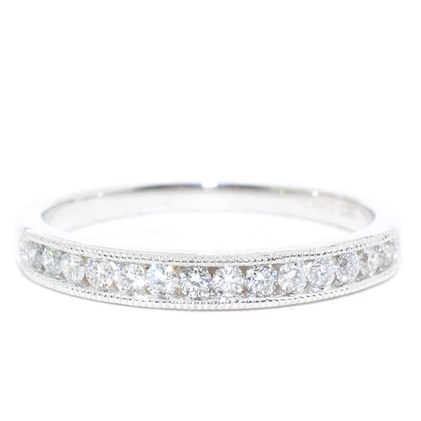 graziella 14KT White Gold 0.25CTW Diamond Chanel Set Wedding Band