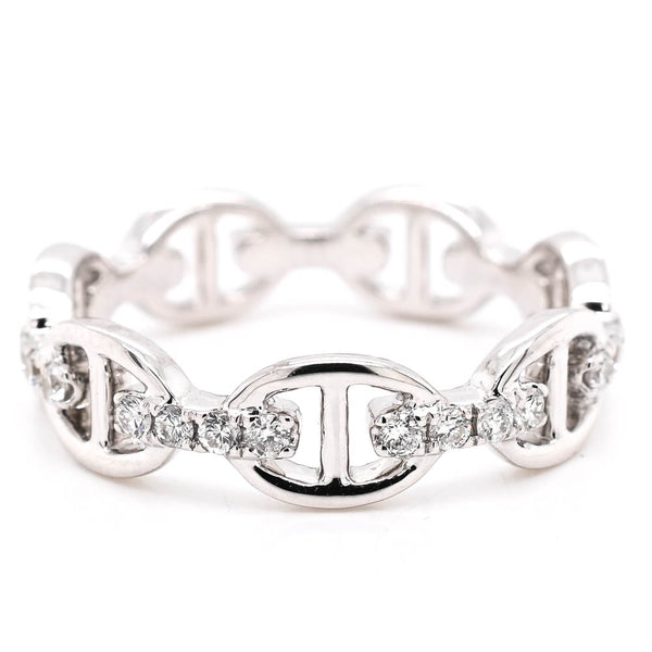 Graziella 14KT White Gold 0.26CTW Diamond Mariner Link Ring