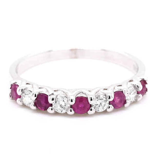 graziella 14KT White Gold 0.28CTW Ruby & Diamond Ring