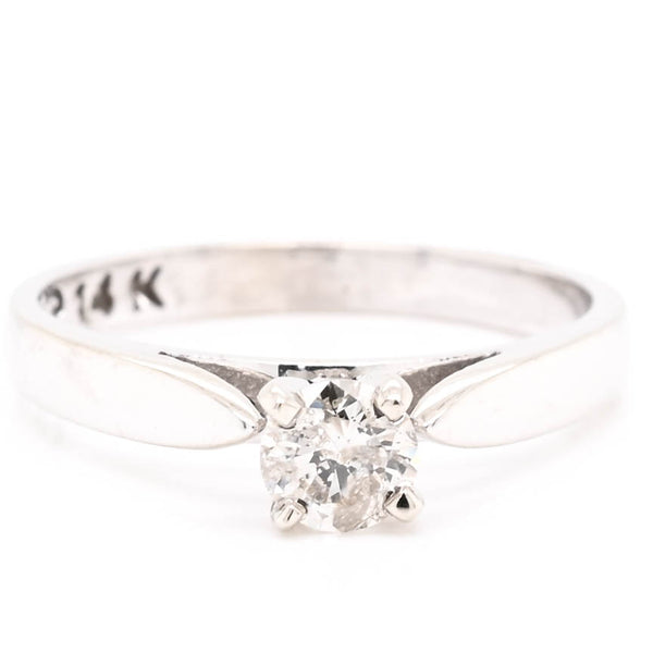 graziella 14KT White Gold 0.30CT Round Shape Diamond Solitaire Promise Ring