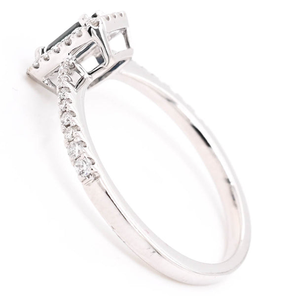 Graziella 14KT White Gold 0.33CT Sapphire Halo Set Diamond Ring