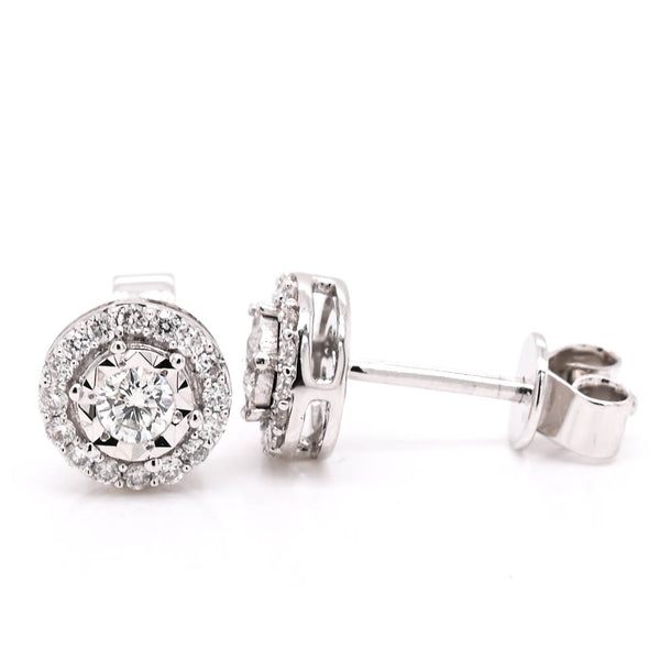 graziella 14KT White Gold 0.33CTW Diamond Halo Set Stud Earrings