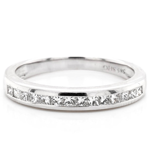 graziella 14KT White Gold 0.37CTW Diamond Princess Cut Wedding Band