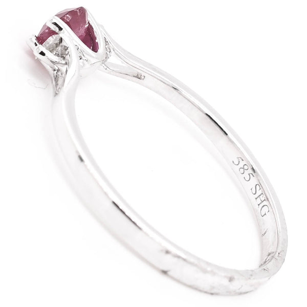 Graziella 14KT White Gold 0.38CT Round Shape Ruby And Diamond Ring