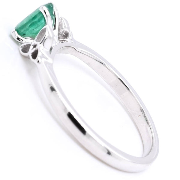 Graziella 14KT White Gold 0.44CT Oval Shape Emerald Ring