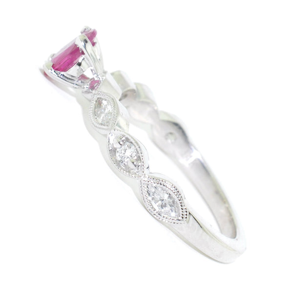 Graziella 14KT White Gold 0.44CT Ruby And Diamond Ring