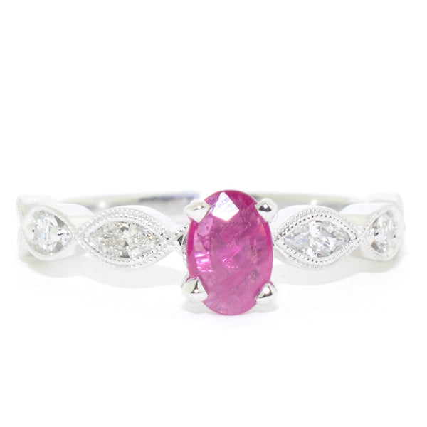 graziella 14KT White Gold 0.44CT Ruby and Diamond Ring
