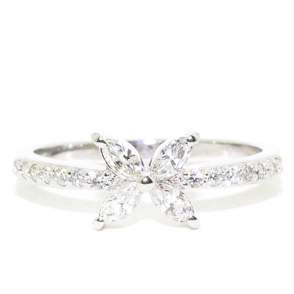 graziella 14KT White Gold 0.44CTW Diamond Flower Ring